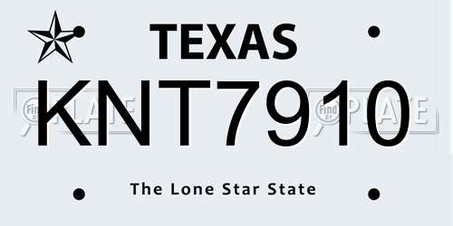 KNT7910 Texas License Plate