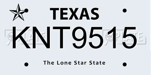 KNT9515 Texas License Plate