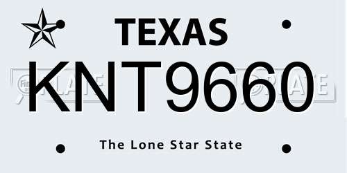KNT9660 Texas License Plate