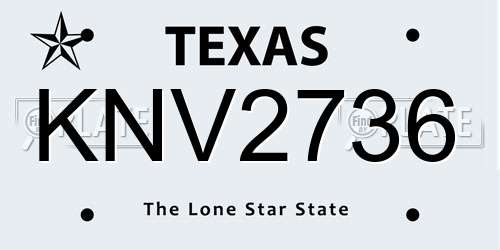 KNV2736 Texas License Plate