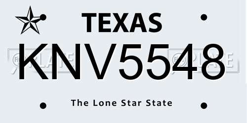 KNV5548 Texas License Plate