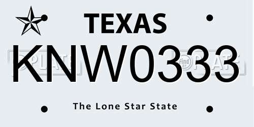 KNW0333 Texas License Plate
