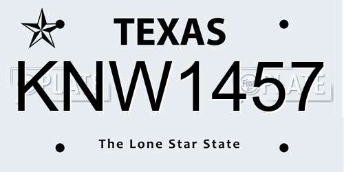 KNW1457 Texas License Plate