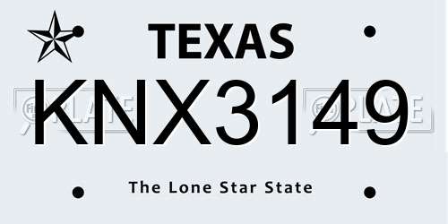 KNX3149 Texas License Plate