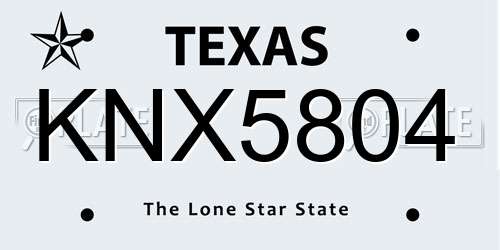 KNX5804 Texas License Plate