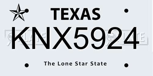 KNX5924 Texas License Plate