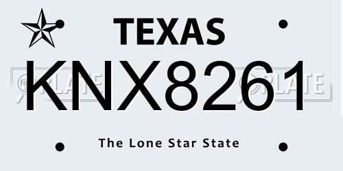 KNX8261 Texas License Plate