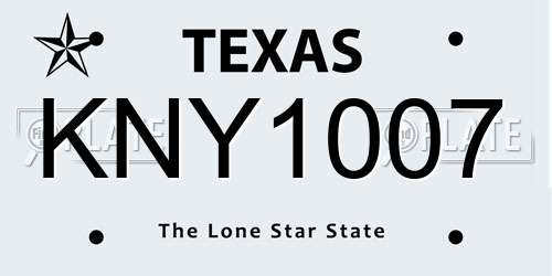 KNY1007 Texas License Plate