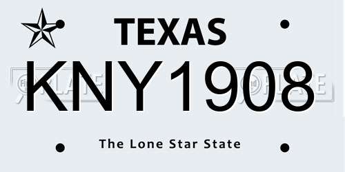 KNY1908 Texas License Plate