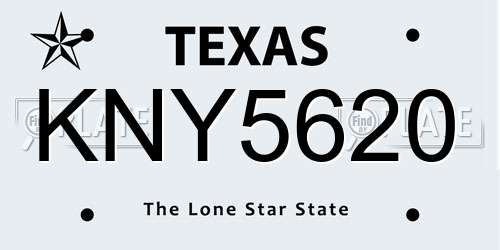 KNY5620 Texas License Plate