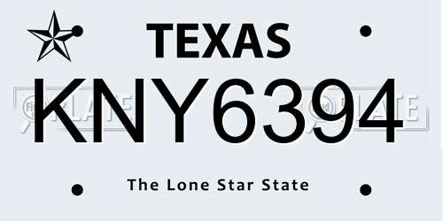 KNY6394 Texas License Plate