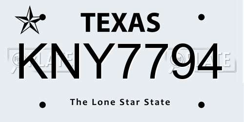 KNY7794 Texas License Plate