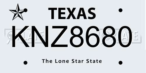 KNZ8680 Texas License Plate