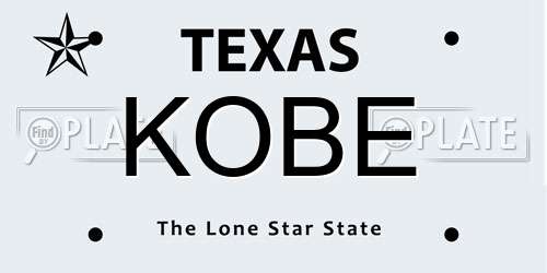 KOBE Texas License Plate