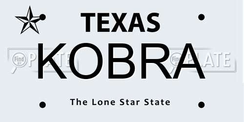 KOBRA Texas License Plate