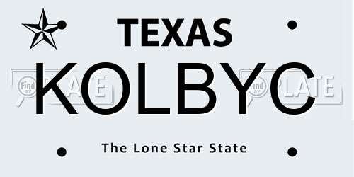 KOLBYC Texas License Plate
