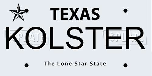 KOLSTER Texas License Plate