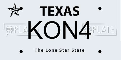 KON4 Texas License Plate
