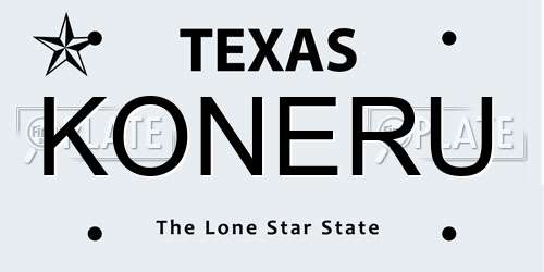 KONERU Texas License Plate