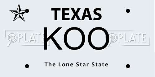 KOO Texas License Plate