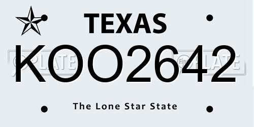 KOO2642 Texas License Plate