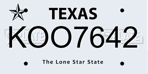 KOO7642 Texas License Plate