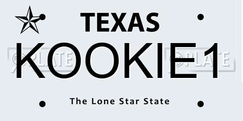 KOOKIE1 Texas License Plate