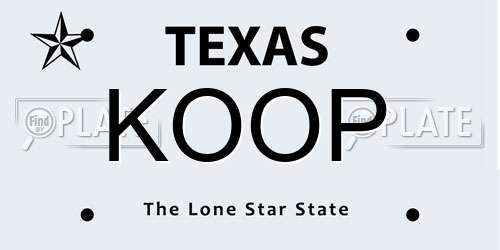 KOOP Texas License Plate