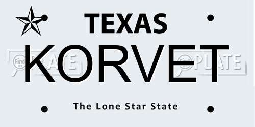 KORVET Texas License Plate