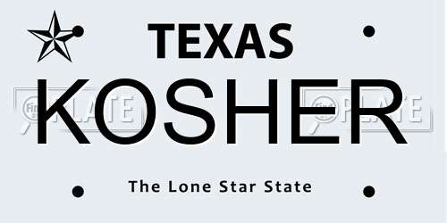 KOSHER Texas License Plate