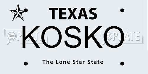 KOSKO Texas License Plate