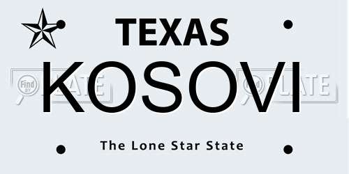 KOSOVI Texas License Plate