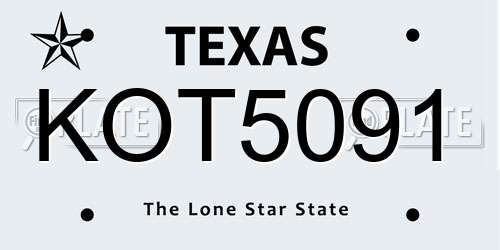 KOT5091 Texas License Plate