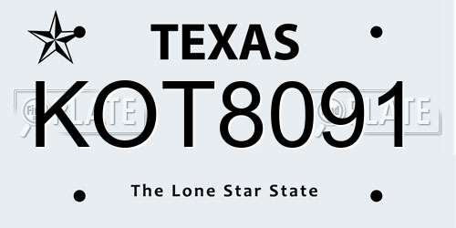 KOT8091 Texas License Plate