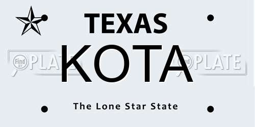 KOTA Texas License Plate