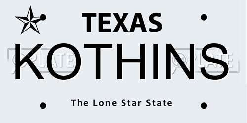 KOTHINS Texas License Plate