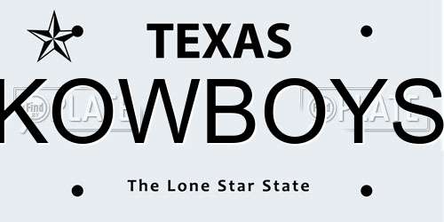 KOWBOYS Texas License Plate