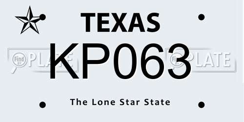 KP063 Texas License Plate