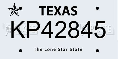 KP42845 Texas License Plate