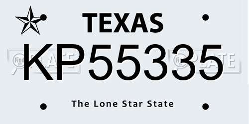 KP55335 Texas License Plate