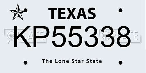 KP55338 Texas License Plate