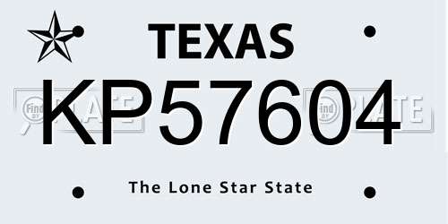 KP57604 Texas License Plate