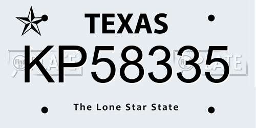 KP58335 Texas License Plate