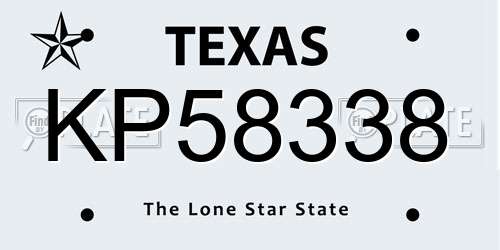 KP58338 Texas License Plate