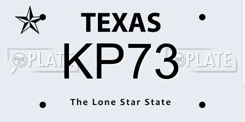 KP73 Texas License Plate