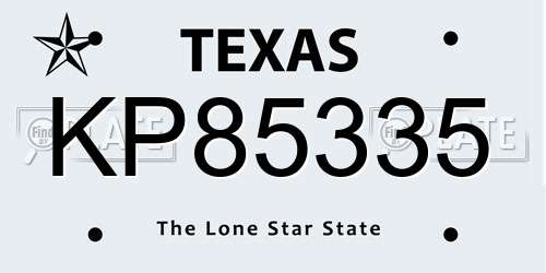 KP85335 Texas License Plate