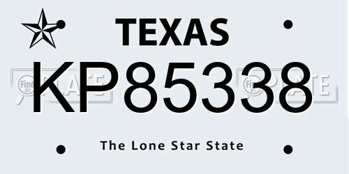 KP85338 Texas License Plate