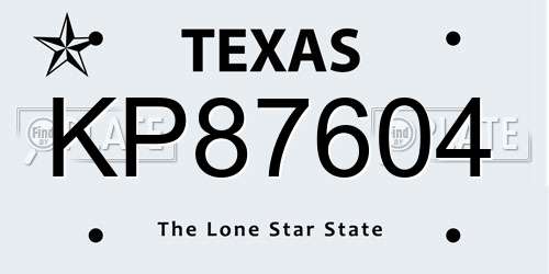 KP87604 Texas License Plate