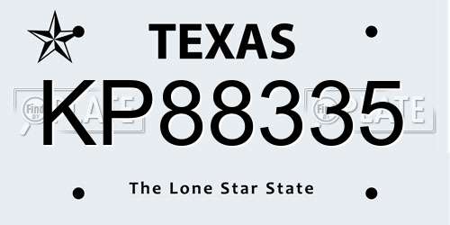 KP88335 Texas License Plate