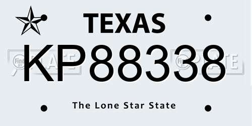 KP88338 Texas License Plate
